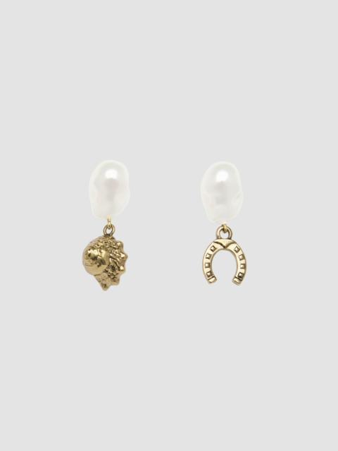 Erdem ANTIQUE GOLD PEARL CHARM EARRINGS