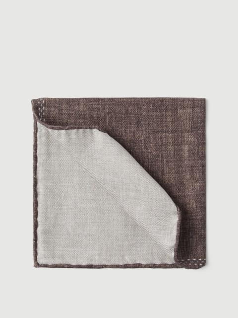 Brunello Cucinelli Silk pocket square with printed logo