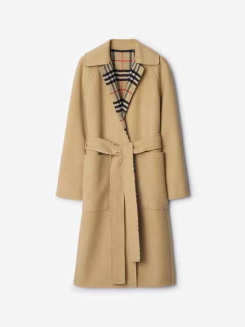 Burberry Long Reversible Check Wool Car Coat