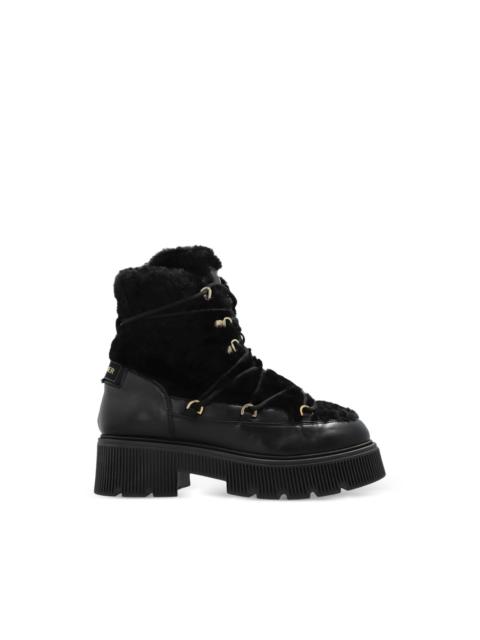 BOGNER fur-panelled logo-patch ankle boots
