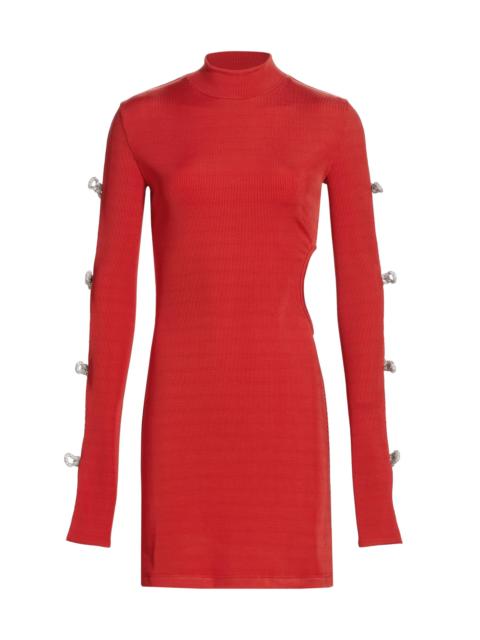 MACH & MACH Women's Crystal Bow Rib-Knit Minidress - Red