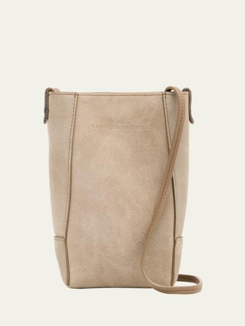 Brunello Cucinelli Suede Phone Crossbody Bag