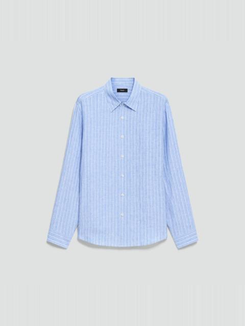 Theory Irving Shirt in Relaxed Linen Stripe