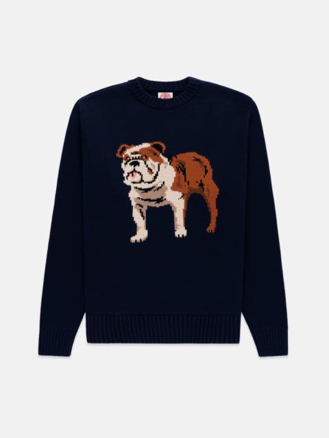 J. PRESS BULLDOG INTARSIA KNIT COTTON SWEATER