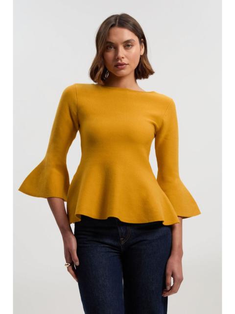 KAREN MILLEN Compact Wool Look Knit Bell Sleeve Top