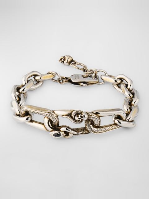 Men's Snake and Skull Chain Bracelet