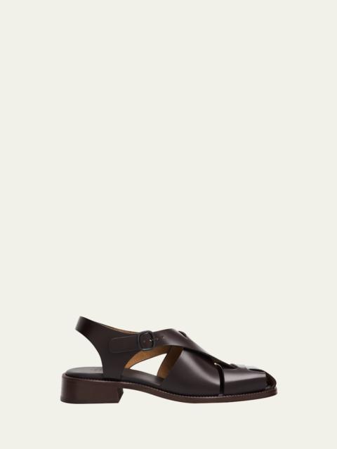 HEREU Raima Leather Block-Heel Fisherman Sandals