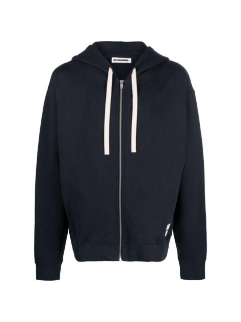 logo-patch zip-up hoodie