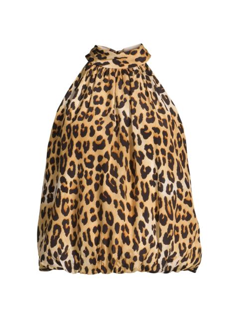 Alice + Olivia Women's Maris Leopard Halterneck Top - Spot Leopard Multi