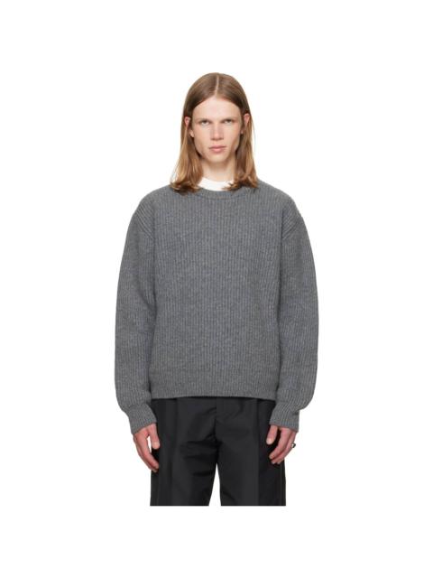 Jil Sander Gray Wool Crew-Neck Sweater