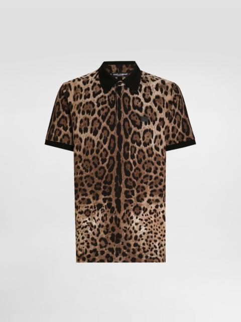 Dolce & Gabbana Cotton polo-shirt with leopard print