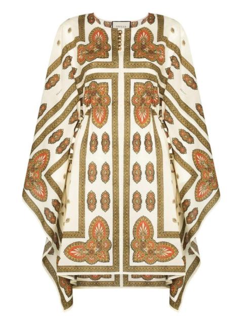 GUCCI Floral print cotton short kaftan dress