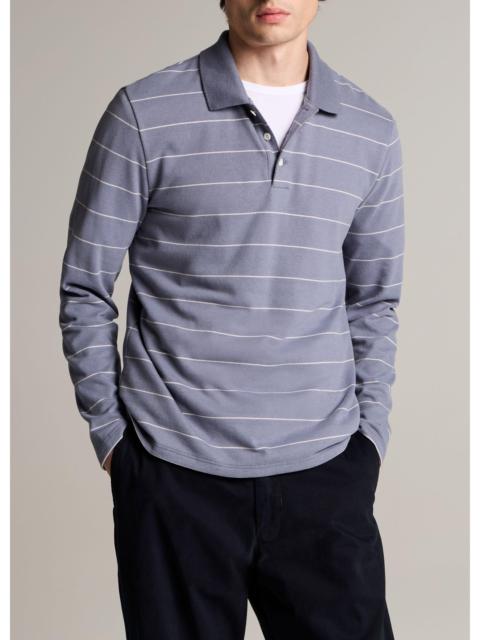 Vince Striped Cotton-Blend Long-Sleeve Polo Shirt