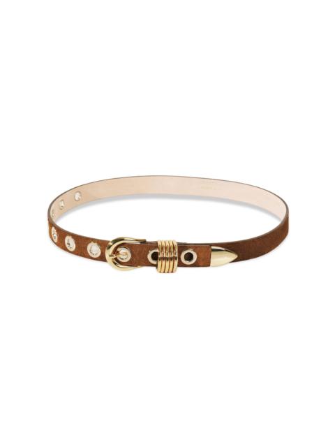 DÉHANCHE Women's Rivet Suede Belt - Ochre And Gold