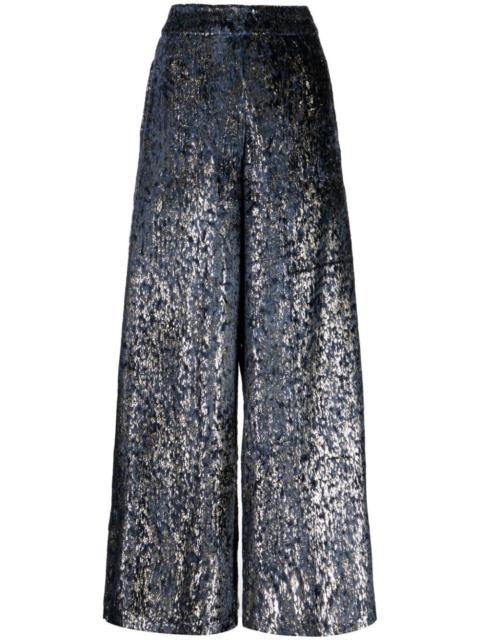 BIYAN full-jacquard palazzo trousers