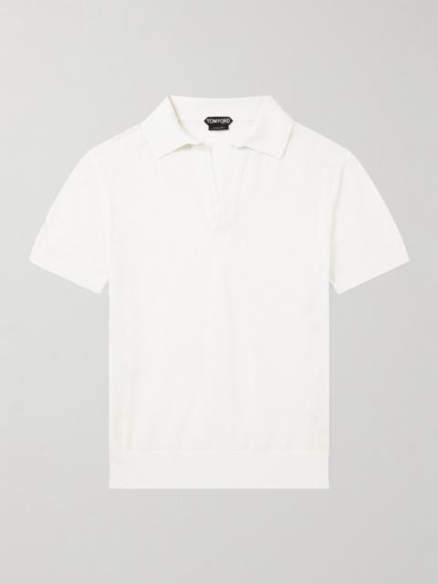 TOM FORD Open-Knit Sea Island Cotton and Silk-Blend Polo Shirt