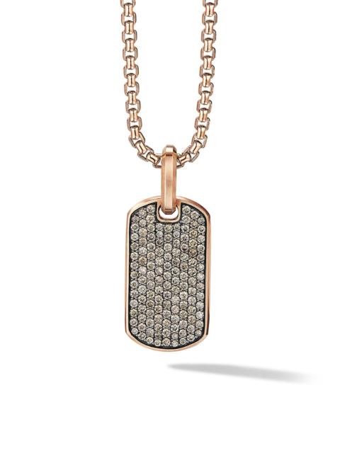 DAVID YURMAN Men's Chevron Tag in 18K Rose Gold - Cognac Diamond