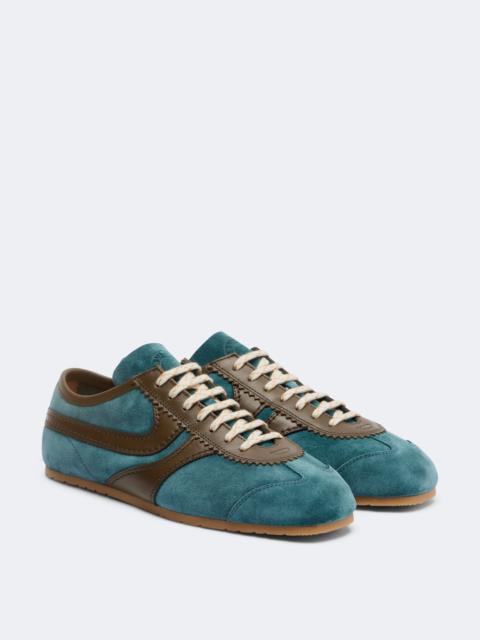 Dries Van Noten Leather-trimmed suede sneakers