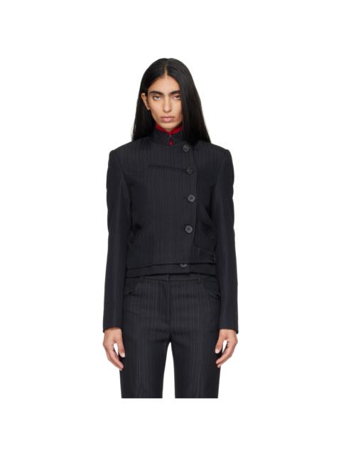 OPEN YY Black Stripe Double-Breasted Blazer