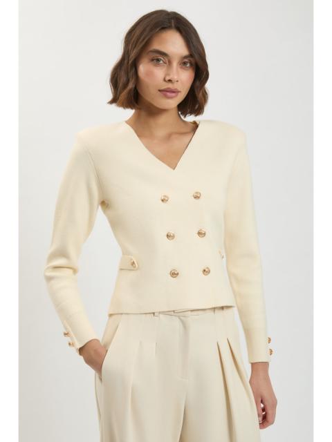 KAREN MILLEN Wool Look Military Double Breasted Knitted Cardigan