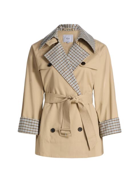 Rails Women's Lucien Plaid-Trim Stretch-Cotton Crop Trench Coat - Sand