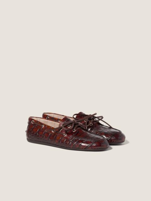 Miu Miu Croco-print leather Deck shoes