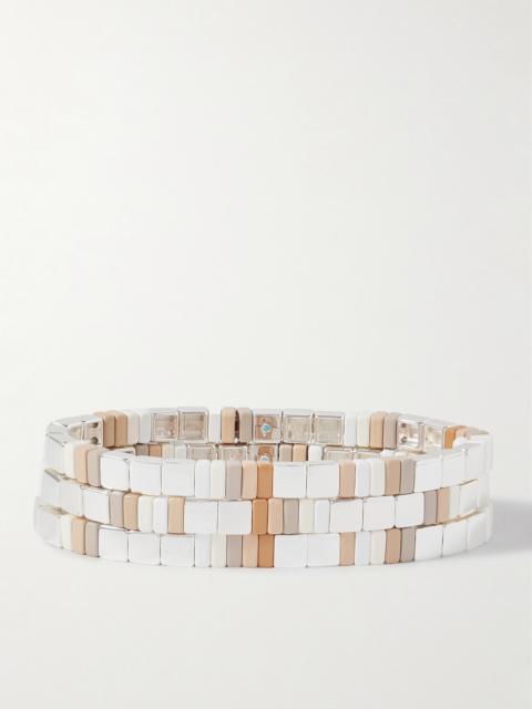 ROXANNE ASSOULIN The Quiet Time Set Of Three Silver-tone Enamel Bracelets