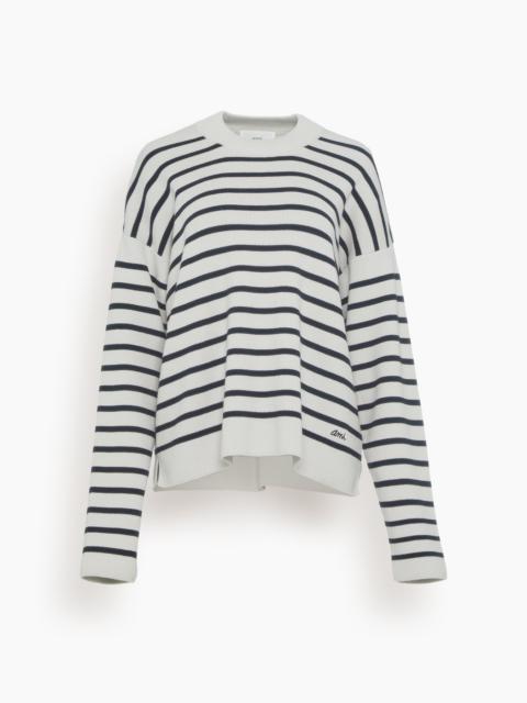 AMI Paris Embroidery Sailor Sweater in Chalk/Black