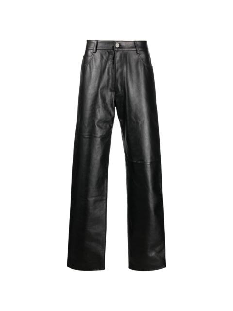 loose-fit leather trousers