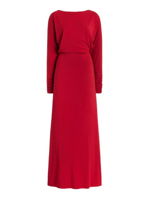 POSSE Sienna Draped Jersey Maxi Dress red