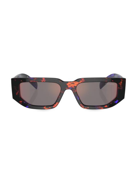 Prada Men's 54MM Rectangular Sunglasses - Abstract Orange Purple Mirror