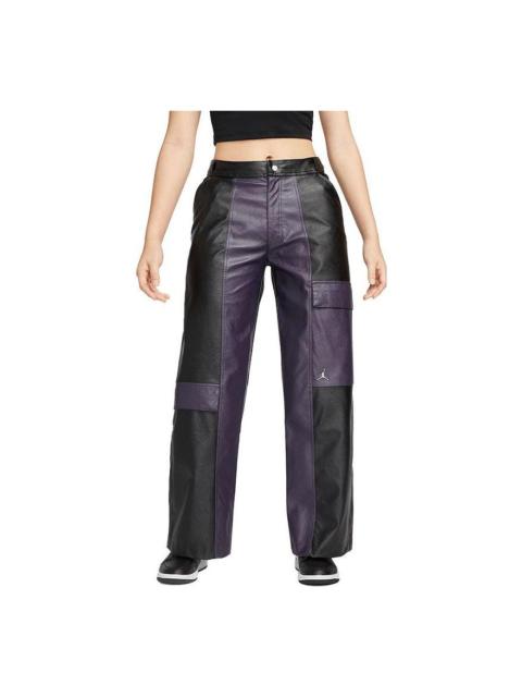 Jordan (WMNS) Air Jordan Splicing Multiple Pockets Colorblock Buckle Straight Casual Pants/Trousers Purple