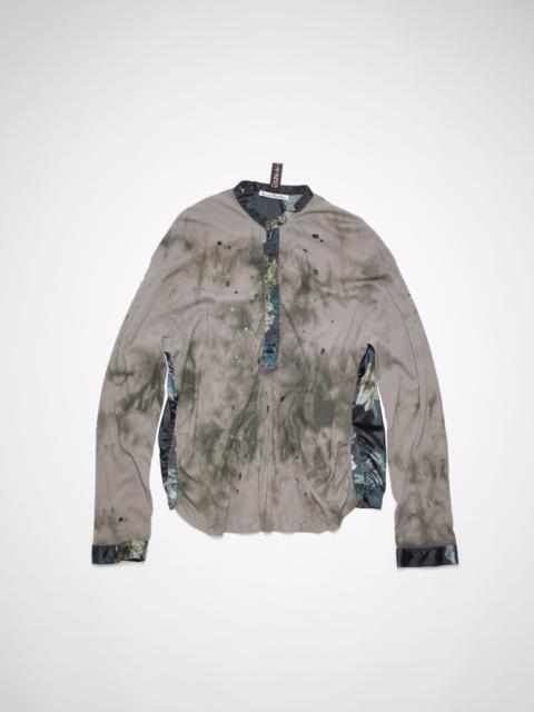 Acne Studios Distressed cotton satin t-shirt - Mud grey