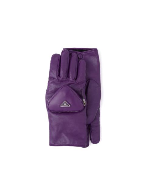 Prada Nappa leather gloves with pouch