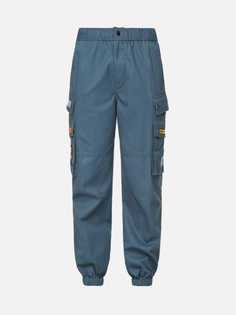 EVISU Logo and Seagull Embroidered Cargo Pants