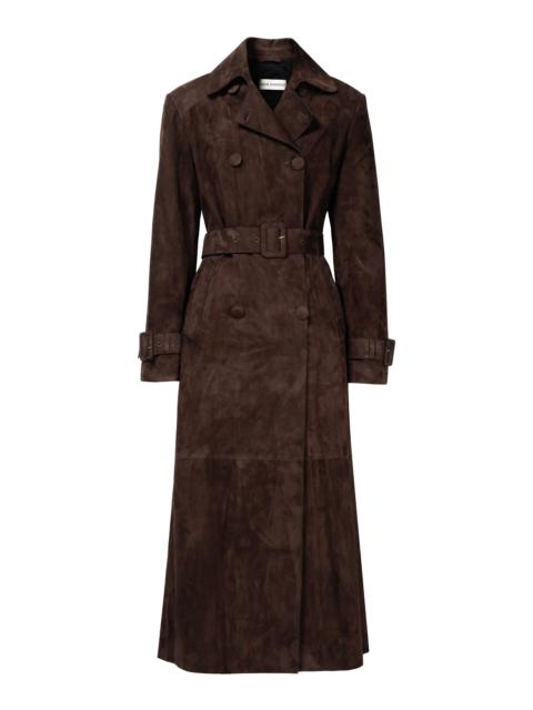 NOUR HAMMOUR Tate Double-Breasted Lambskin Trench brown