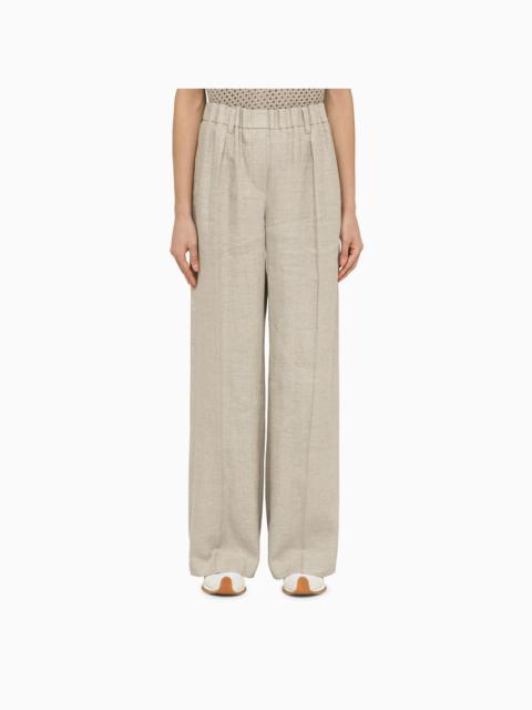 Light grey linen wide trousers