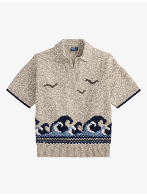 Polo Ralph Lauren Wave-Intarsia Short-Sleeved Wool-Blend Jumper