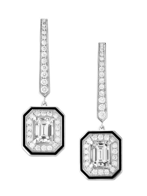 Boucheron Women's Architecture-Vendome Lisere Sleepers 18K White Gold, 1.00 TCW Diamond & Lacquer Drop Earring