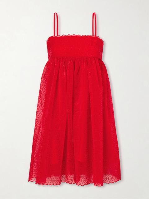 CECILIE BAHNSEN Embroidered Tulle Mini Dress