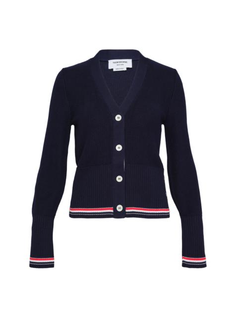 Thom Browne Textured Stitch Classic V Neck Cardigan