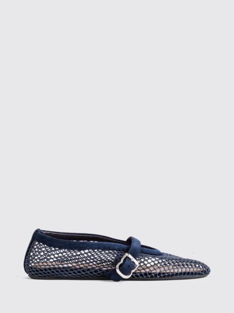 Alaïa ALAÏA Mesh and Leather Mary Jane Ballet Flats with Adjustable Strap