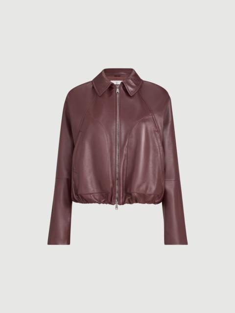 Brunello Cucinelli Nappa leather outerwear jacket with drawstring and monili