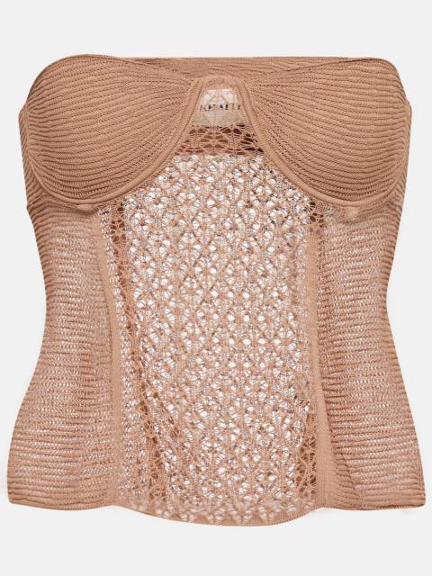 KHAITE Lori lace knit bustier top