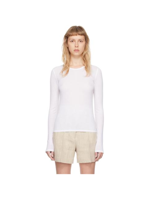 House of Dagmar White Round Neck Long Sleeve T-Shirt