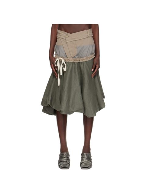 Taupe Layered Midi Skirt