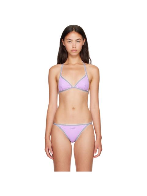 VERSACE Purple Greca Bikini Top