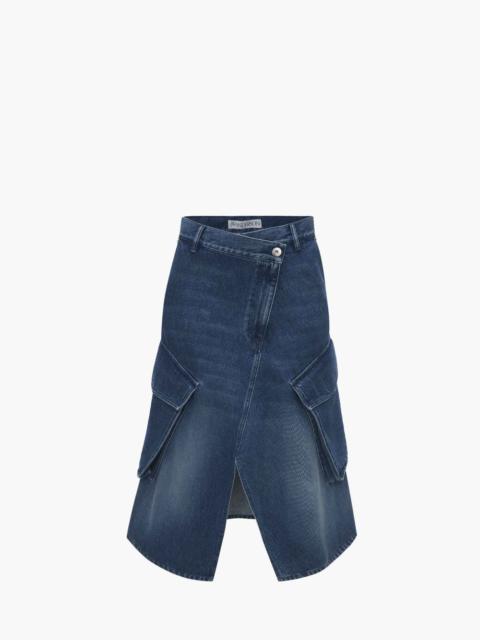 JW Anderson CARGO MIDI DENIM SKIRT