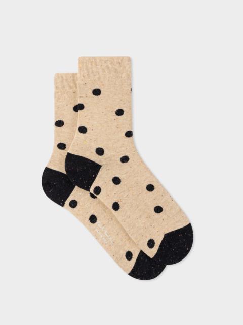 Paul Smith Cream Cotton-Blend Polka Dot Socks