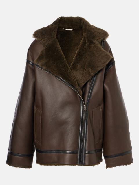 NOUR HAMMOUR Jacqueline shearling-trimmed leather jacket